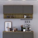 Ver imagem 2 de Armário Aéreo New York 150cm 3 Portas Mel/grafite