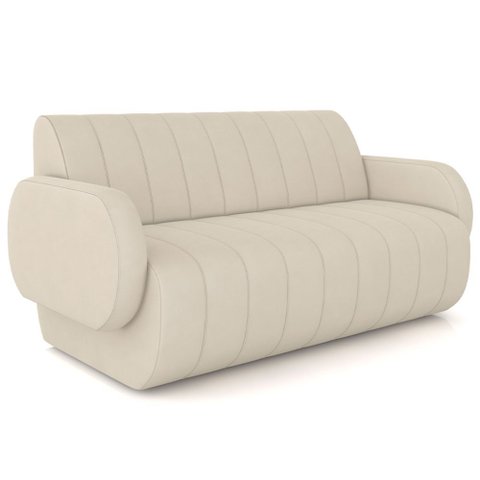 Sofá 2 Lugares Sala Living Orgânico 148cm Fávara K01 Veludo Bege - Lyam Decor