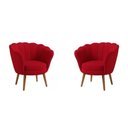 Ver imagem 1 de Kit 2 Poltronas Pétala Suede Vermelho Pés Palito