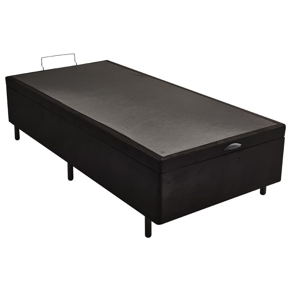 Base para Box Baú Blindado Suede Preto 79x198 | MadeiraMadeira