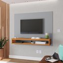 Ver imagem 2 de Painel Tv 50 Polegadas Nicho Decorativo Prateleira Suspenso Parede Quarto Sala Cinza/cinamomo