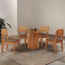 Ver imagem 1 de Mesa de Jantar Eloise 90cm Tampo Mdf 4 Cadeiras Moderna Tork/naturale