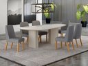 Ver imagem 7 de Conjunto Sala de Jantar Ísis 2,00m com 6 Cadeiras Tampo Orgânico Off White c/ Vidro Off White/Linho 