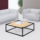 Ver imagem 2 de Mesa de Centro Sala 84x84x35cm Aço e Madeira Industrial Moon Don Castro Decor