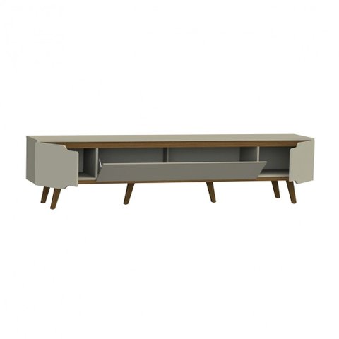Rack Retrô Shop 2,18m para TV 70" Off White/Cedro – Moderno, Aconchegante e de Alta Qualidade