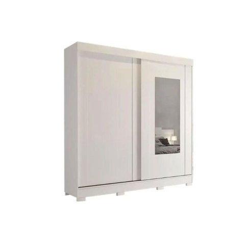 Guarda Roupas 2 Portas de Correr (1 C/ Espelho) e 8 Gavetas Ilheus Branco - Panan