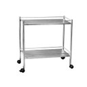 Ver imagem 1 de Mesa Auxiliar 90 X 50 X 80 Tampo Prateleiras em Inox C/ Varanda e Rodizios