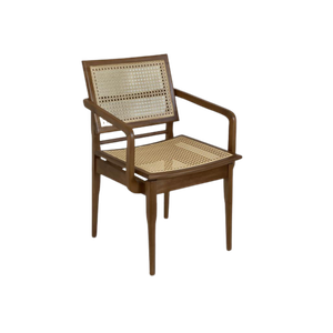 Cadeira em Madeira Encosto e Assento Tela Sextavada Com Braço