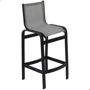 Banqueta Lótus Baixa 60cm Altura de Alumínio e Tela Sling Cinza - Trama Móveis