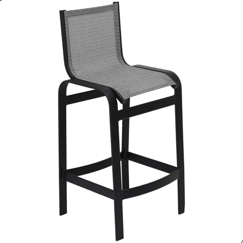 Banqueta Lótus Baixa 60cm Altura de Alumínio e Tela Sling Cinza - Trama Móveis
