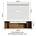 Ver imagem 3 de Rack Madesa Cancun e Painel para TV até 65 Polegadas Rustic/Branco 5Z09 Cor:Rustic/Branco