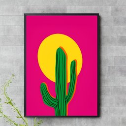 Quadro Decorativo Cacto Pink 45x34cm - com Vidro:madeira Branca - 1