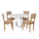 Ver imagem 1 de Mesa de Jantar Redonda Montreal Branca com 4 Cadeiras Estofadas Ella Bege