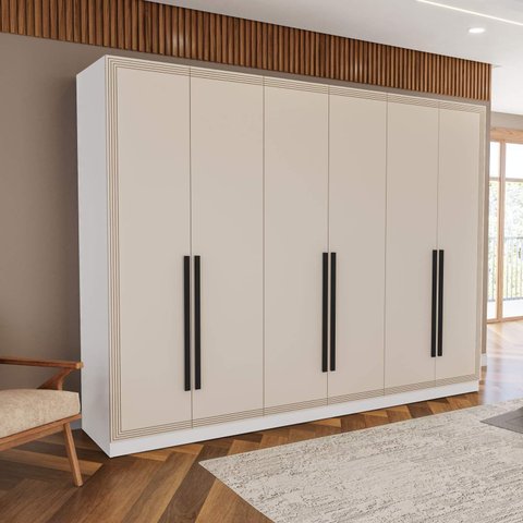 Guarda Roupa Casal 242,1cm com 6 Portas e 4 Gavetas 240834 Valência Politorno Móveis