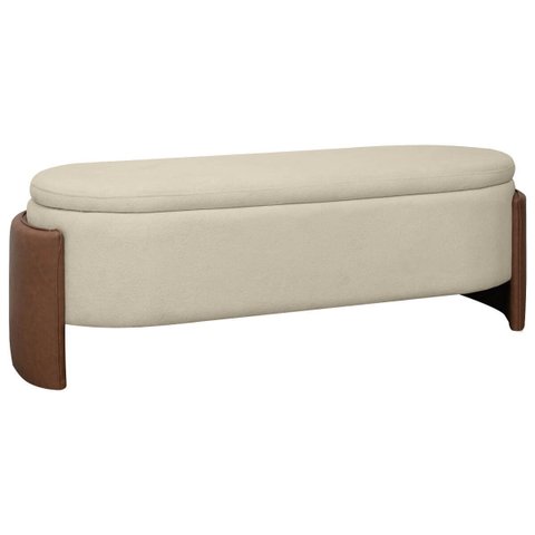 Recamier Sapateira Baú Império Queen Size 160cm Bouclê Facto - Sofa Store:bouclê Bege