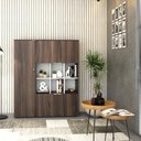 Ver imagem 4 de Armário Alto com Nichos e 05 Portas 161,5x135x42cm Wlan135 Nogal - Branco
