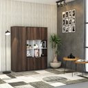 Ver imagem 2 de Armário Alto com Nichos e 05 Portas 161,5x135x42cm Wlan135 Nogal - Branco