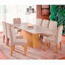 Ver imagem 1 de Conjunto Sala de Jantar Mesa Helena 210x100 Cm e 8 Cadeiras Paola Wood Cimol Madeira/offwhite/nude