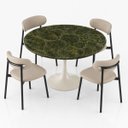 Ver imagem 3 de Mesa de Jantar Saarinen Redonda 90 cm Tampo Mármore Verde Vitória Régia Base Laca Off White