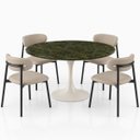 Ver imagem 2 de Mesa de Jantar Saarinen Redonda 90 cm Tampo Mármore Verde Vitória Régia Base Laca Off White