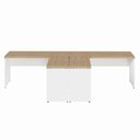 Ver mais imagens de Mesa L Escritório 2 Lugares 3,00m X 1,50m Pés Painel F5 Cor:macadâmia com Branco