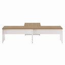 Ver imagem 4 de Mesa L Escritório 2 Lugares 3,00m X 1,50m Pés Painel F5 Cor:macadâmia com Branco