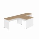 Ver imagem 5 de Mesa L Escritório 2 Lugares 3,00m X 1,50m Pés Painel F5 Cor:macadâmia com Branco