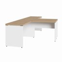 Ver imagem 7 de Mesa L Escritório 2 Lugares 3,00m X 1,50m Pés Painel F5 Cor:macadâmia com Branco