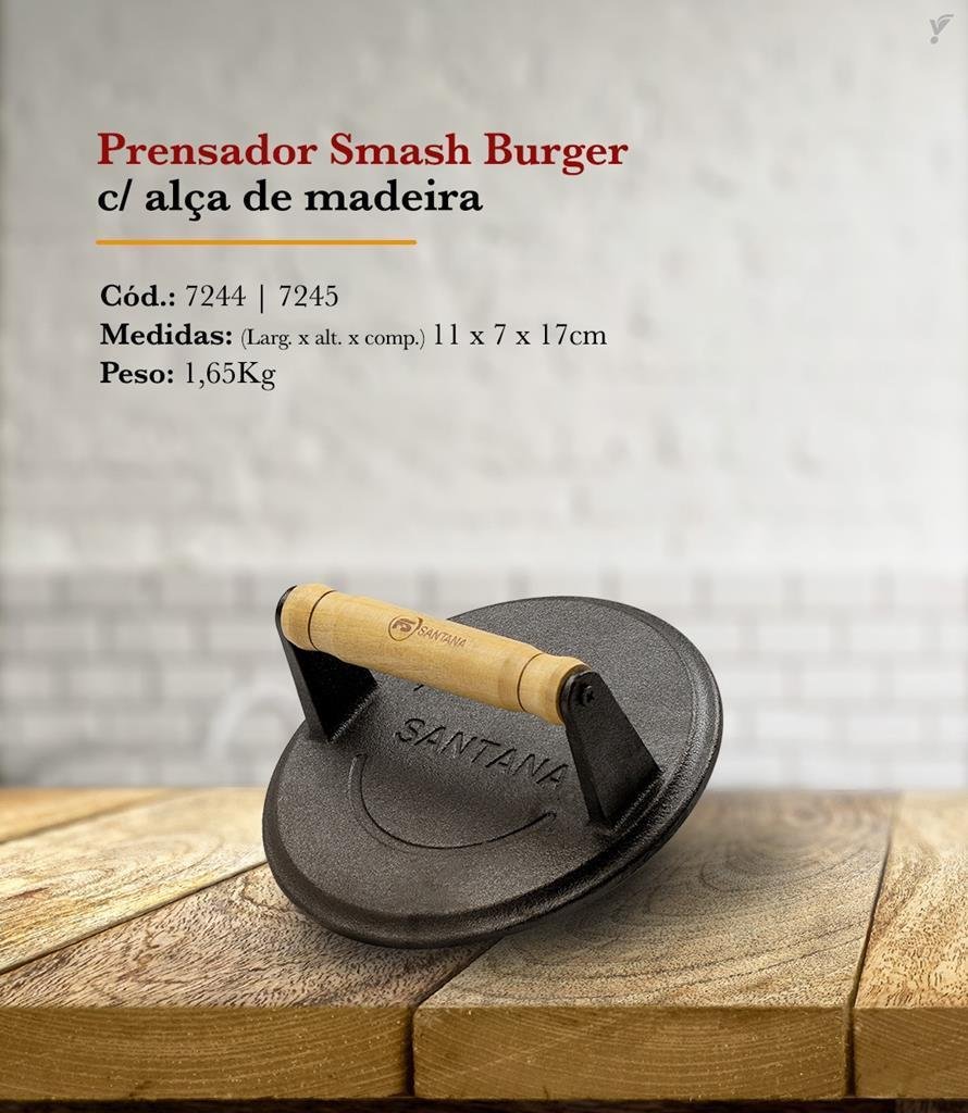 Amassador Prensador de Bife Ferro Fundido Smash Burguer - 6