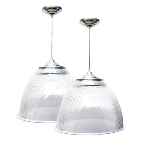 Kit 2 Pendente Prismatico Poptem 16" Cristal Lustre Acrílico Lustre 42cm