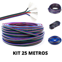 Ver imagem 1 de Kit 25 Metros Cabo Flat Polarizado Rgb Fio 4 Vias 22awg