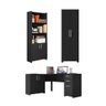 Conjunto Para Escritório 1 Mesa de Canto 2 Armários Altos Preto Tx Notável Móveis - 9