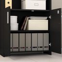 Ver imagem 5 de Conjunto Para Escritório 1 Mesa de Canto 2 Armários Altos Preto Tx Notável Móveis