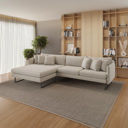 Sofá Jade com Chaise Lateral Esquerda 2,84m em Linho - 2