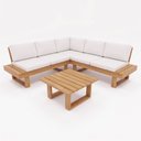 Ver imagem 2 de Conjunto Sofá Modular Arveni em Madeira Maciça Castanho com Mesa de Centro