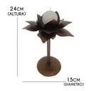 Ver imagem 2 de Castiçal De Ferro Rustico Decorativo Em Flor Para Mesa Ferro - Verniz