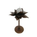Ver imagem 3 de Castiçal De Ferro Rustico Decorativo Em Flor Para Mesa Ferro - Verniz