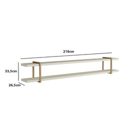 Prateleira Multiuso 218cm com Suporte em Metal 100% Mdf Cor:luna com Dourado - 3