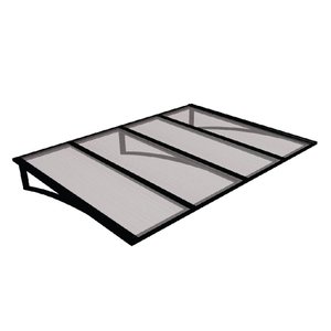 Toldo Fixo em Policarbonato Alveolar Cristal - 2,00m X 1,00m - Estrutura Preta