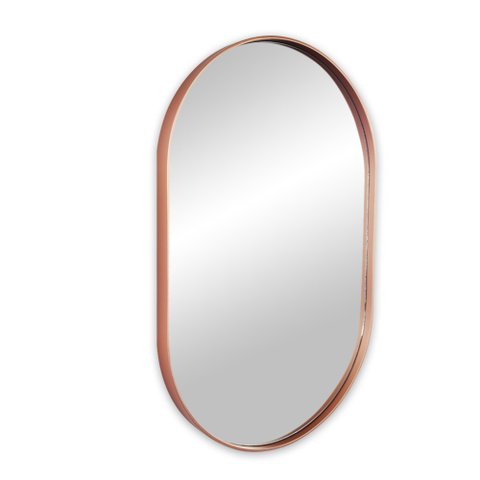 Espelho Oval com Moldura Preta 80x50 Rosê