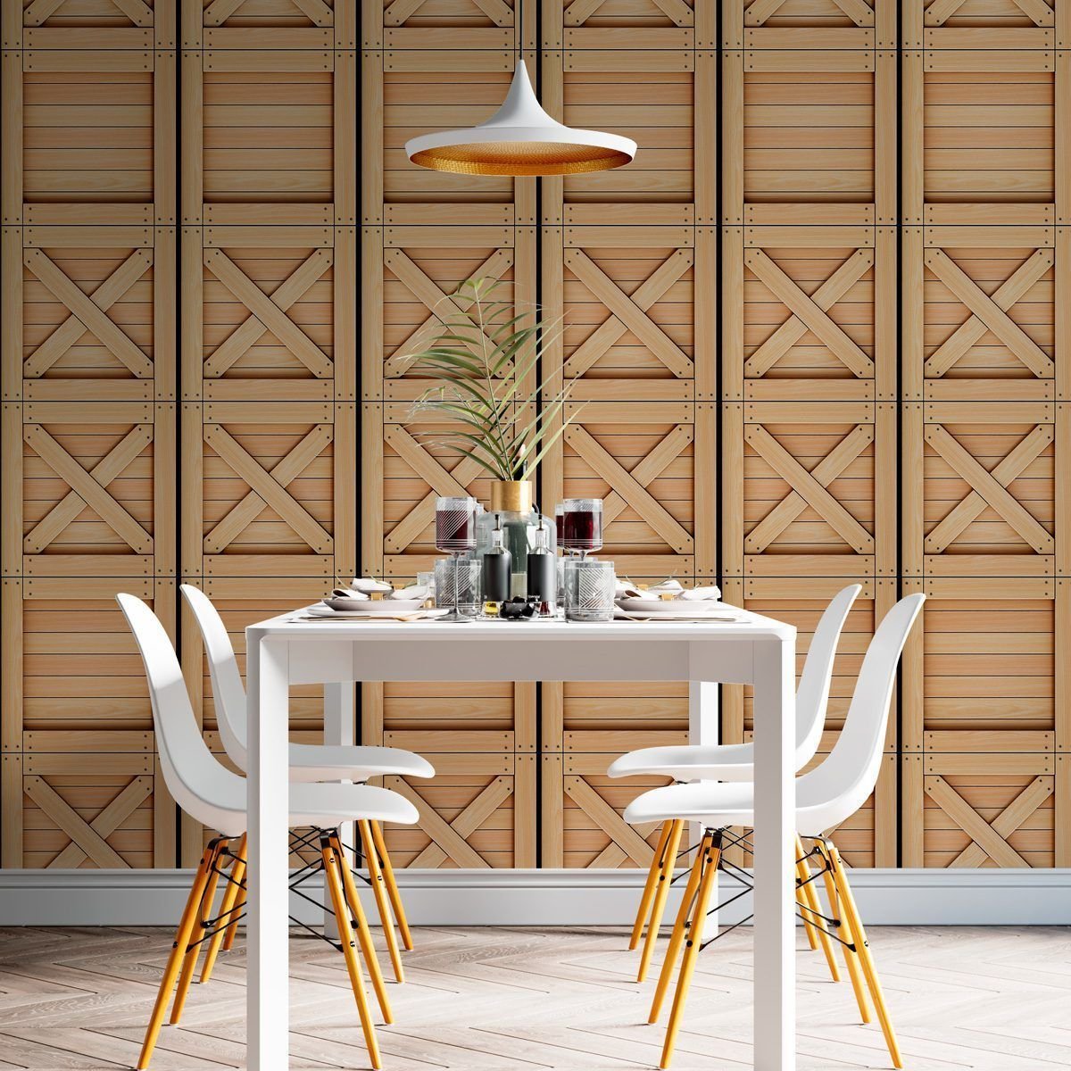 Papel de Parede Adesivo Industrial Caixa de Madeira Decor 77 - 1