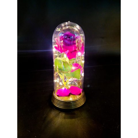 Luminária a Rosa Encantada a Bela e a Fera o Pequeno Príncipe Amor Lindo Média - Púrpura