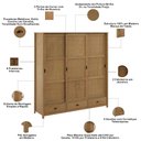 Ver imagem 5 de Guarda Roupa Casal 3 Portas de Correr 3 Gavetas 195cm Madeira Maciça Mazzaro F06 Freijó - Lyam