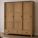 Ver imagem 4 de Guarda Roupa Casal 3 Portas de Correr 3 Gavetas 195cm Madeira Maciça Mazzaro F06 Freijó - Lyam