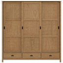 Ver imagem 2 de Guarda Roupa Casal 3 Portas de Correr 3 Gavetas 195cm Madeira Maciça Mazzaro F06 Freijó - Lyam