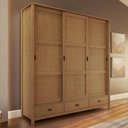 Ver imagem 3 de Guarda Roupa Casal 3 Portas de Correr 3 Gavetas 195cm Madeira Maciça Mazzaro F06 Freijó - Lyam