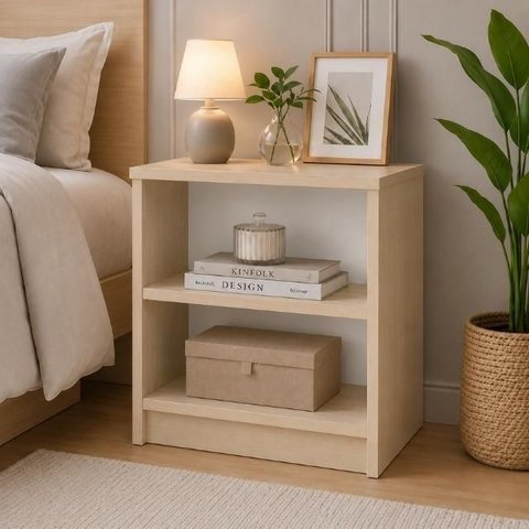 Mesa de Apoio Lateral com 1 Prateleira para Quarto em MDF Oásis 15 mm - Pea Móveis