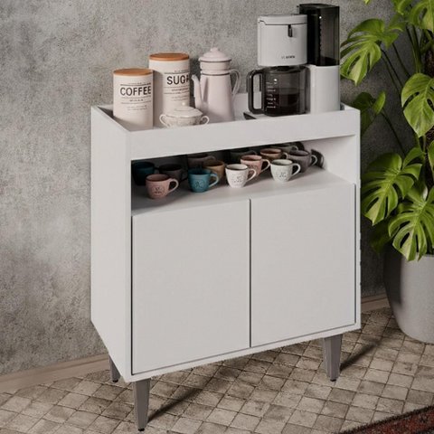 Balcao Aparador Multiuso 2 Portas Alice Bp 71 Cm Eratto Moveis - Branco