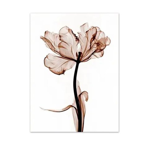 Quadro Decorativo Floral Raio-x, Tela em Canvas na Vertical Ideal para Ambiente de Sala de Estar