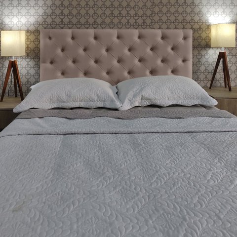 Cabeceira Estofada Queen Capitonê Suede Liso Mascavo 160 x 120 cm RBL